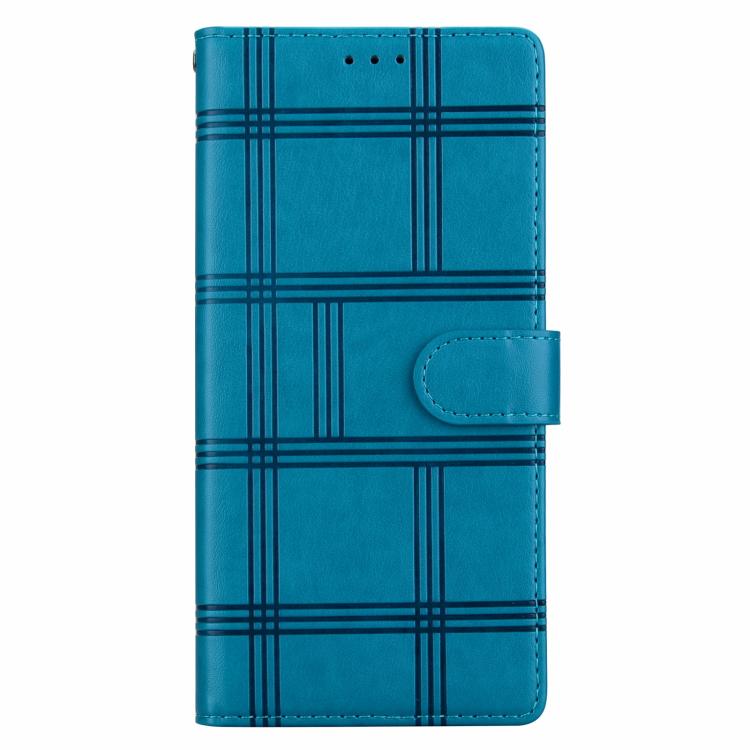 Funda de piel con relieve a cuadros para iPhone 16e (azul)