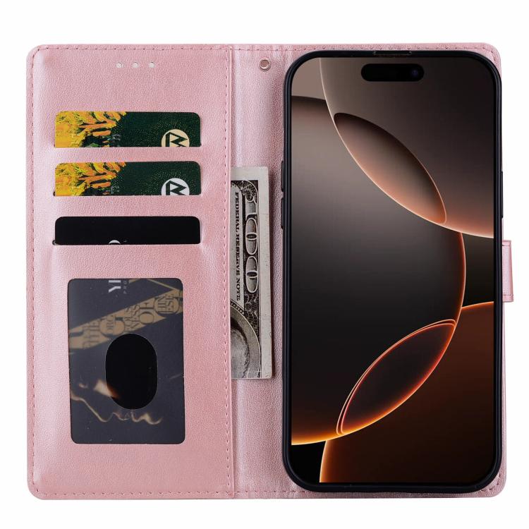 Funda de piel con relieve a cuadros para iPhone 16 Plus (rosa)