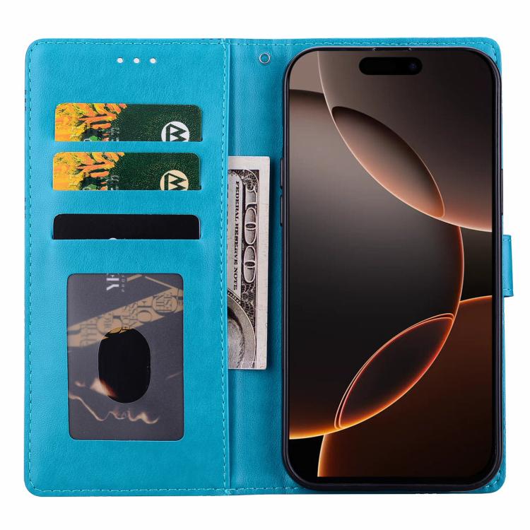 Funda de piel con relieve a cuadros para iPhone 15 Pro Max (azul)