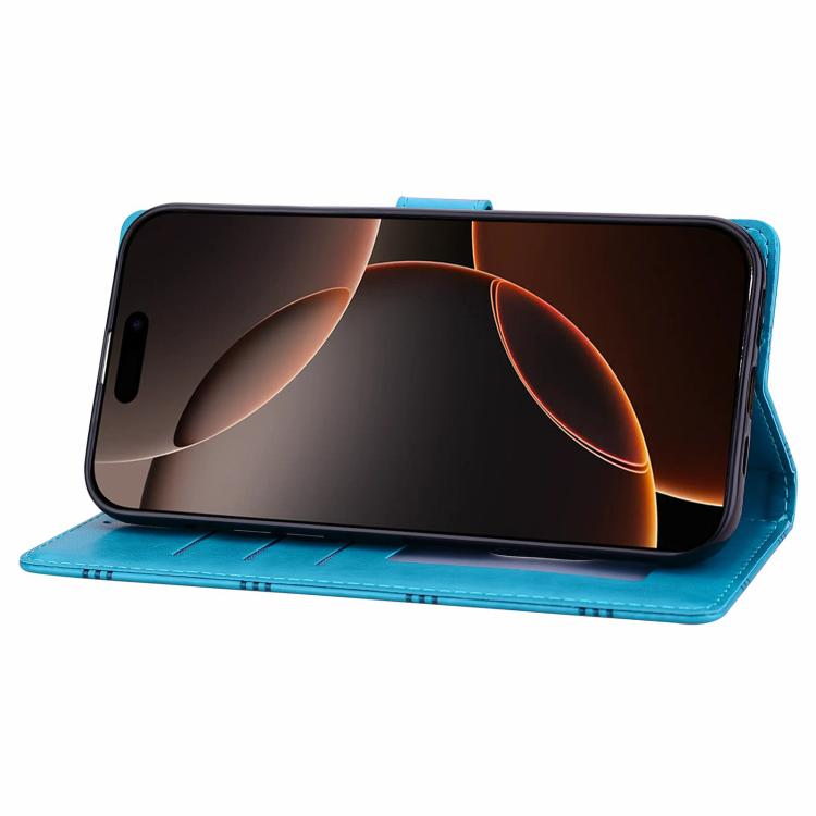 Funda de piel con relieve a cuadros para iPhone 15 Pro Max (azul)