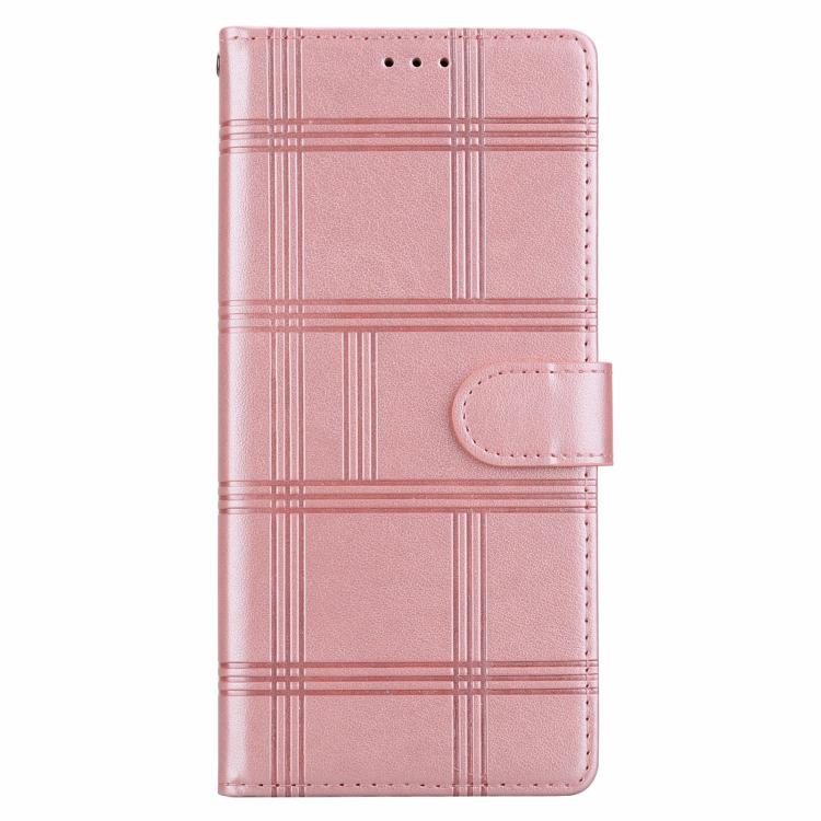 Funda de piel con relieve a cuadros para iPhone 15 Pro Max (rosa)