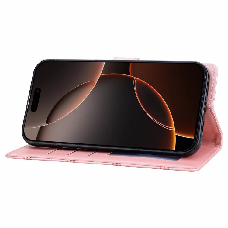 Funda de piel con relieve a cuadros para iPhone 15 Pro Max (rosa)