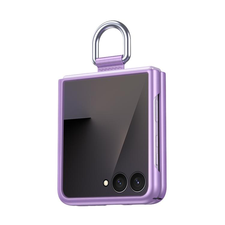 Funda ultrafina de seda con anillo para cinturón y tacto suave para Samsung Galaxy Flip7 5G (morada)