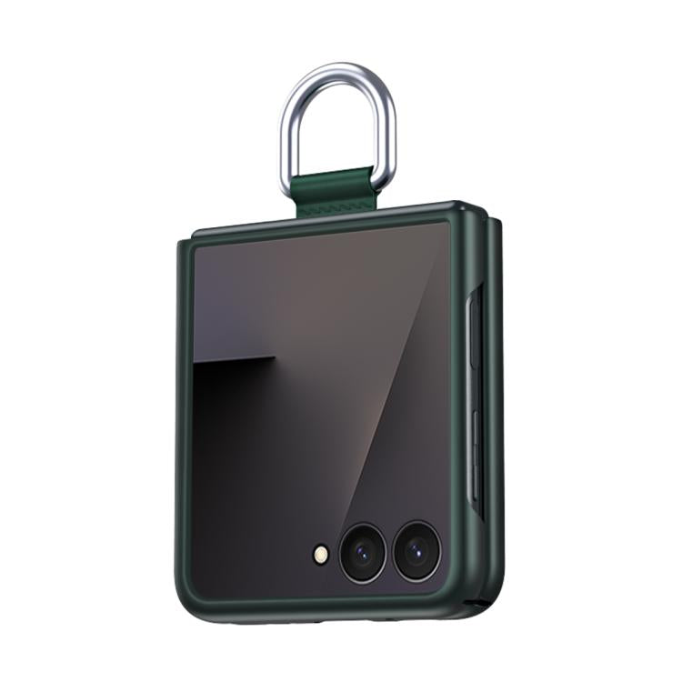 Funda ultrafina con anillo de seda y tacto suave para Samsung Galaxy Flip7 5G (verde)