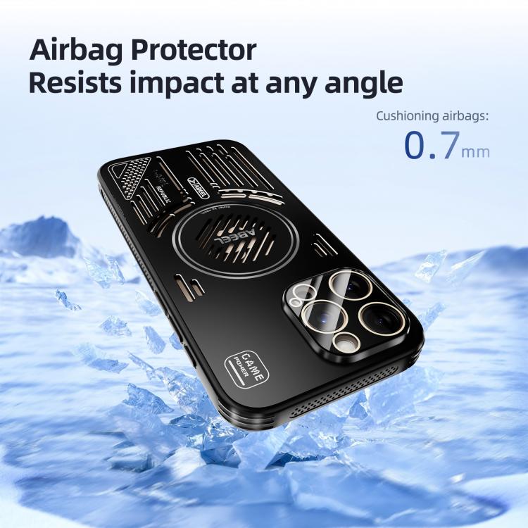 Funda para iPhone 13 Pro ABEEL Ice Fox Series con disipador de calor magnético (negro)