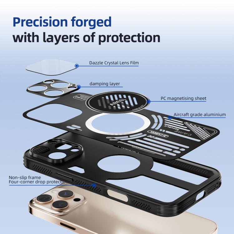 Funda para iPhone 15 Pro ABEEL Ice Fox Series con disipador de calor magnético (azul)