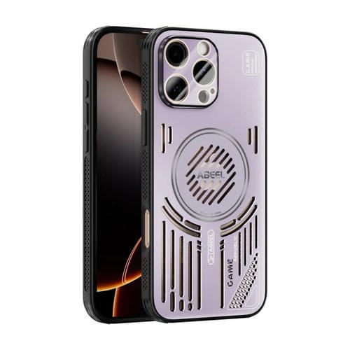 Funda ABEEL Ice Fox Series con disipador de calor Magsafe para iPhone 16 Pro Max (rosa y morado)