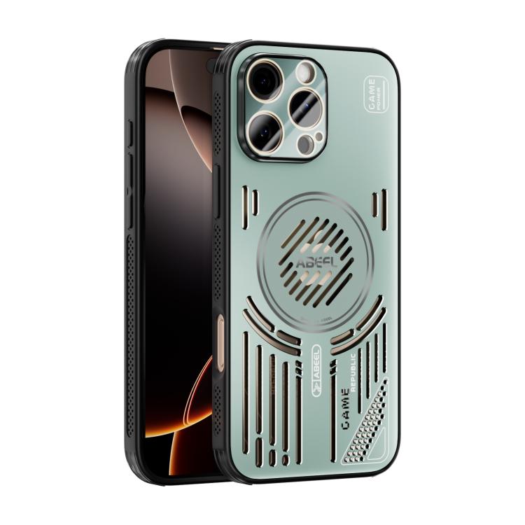 Funda ABEEL Ice Fox Series con disipador de calor magnético para iPhone 16 Pro (verde claro)