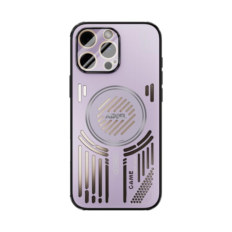 Funda ABEEL Ice Fox Series con disipador de calor magnético para iPhone 16 Pro (rosa y morado)