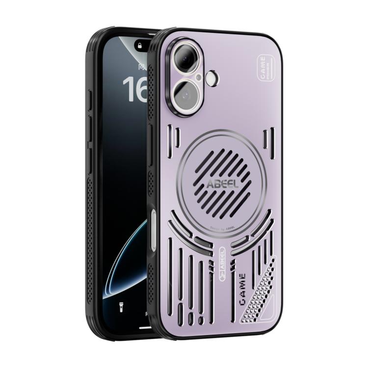Funda ABEEL Ice Fox Series con disipador de calor Magsafe para iPhone 16 (rosa y morado)