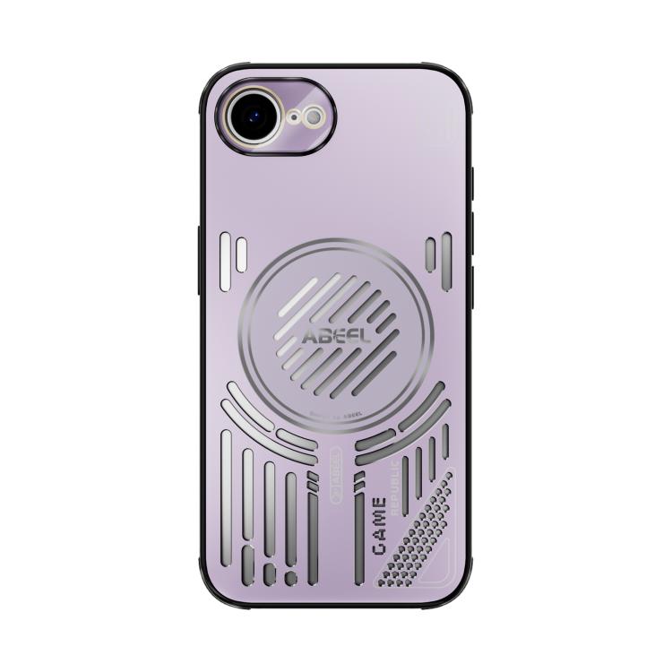 Funda ABEEL Ice Fox Series con disipador de calor Magsafe para iPhone 16e (rosa y morado)