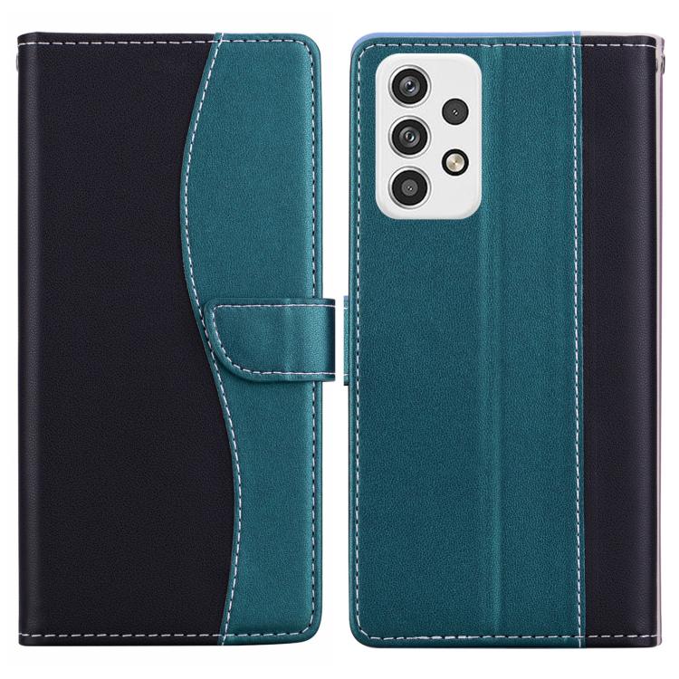 Funda de cuero bicolor con relieve para Samsung Galaxy A23 5G (negro y verde)
