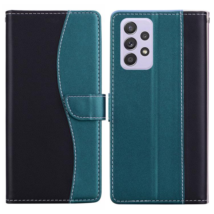 Funda de cuero bicolor con relieve para Samsung Galaxy A53 5G (negro y verde)