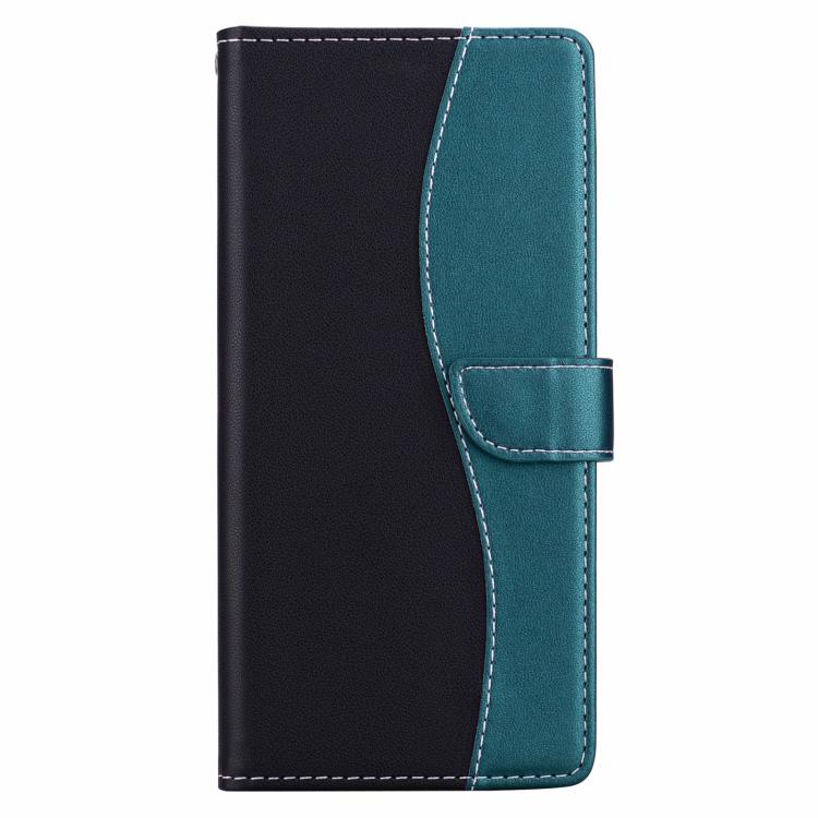 Funda de cuero bicolor con relieve para iPhone 15 Pro Max (negro y verde)