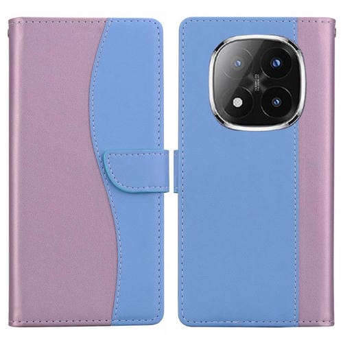 Funda de cuero bicolor con relieve para Redmi Note 14 Pro+ 5G / Poco X7 5G (rosa y azul)