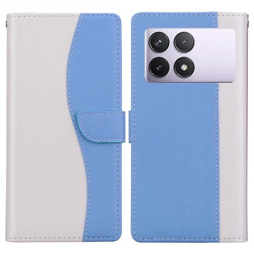 Funda de cuero bicolor con relieve para Redmi K70E/Poco X6 Pro (blanco y azul)