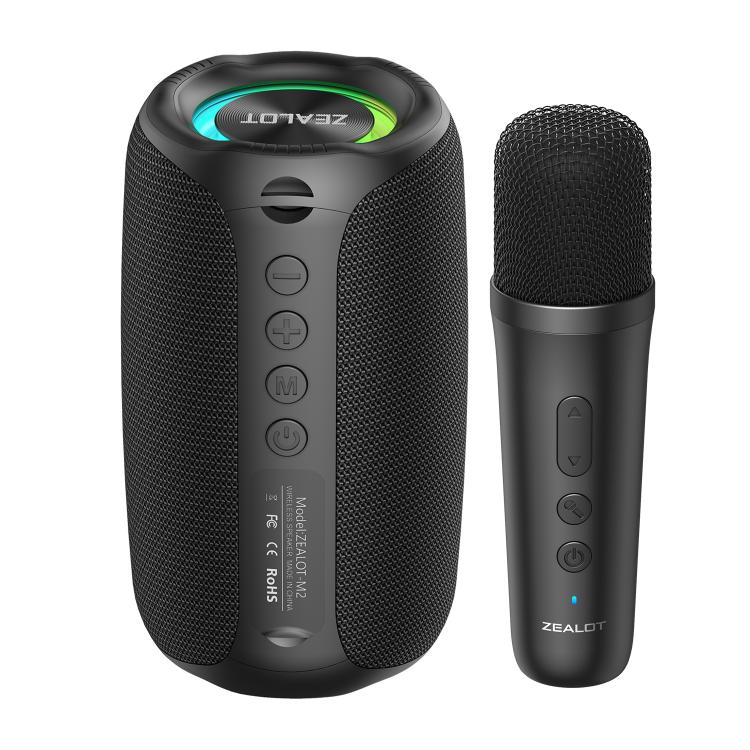 Altavoz Bluetooth portátil Zealot M2 RGB para exteriores de 8 W. Incluye micrófono (negro).