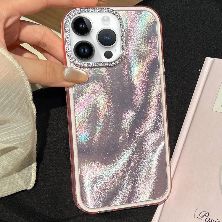Funda 3 en 1 con diseño de arena movediza y marco de diamante para iPhone 13 Pro (rosa)
