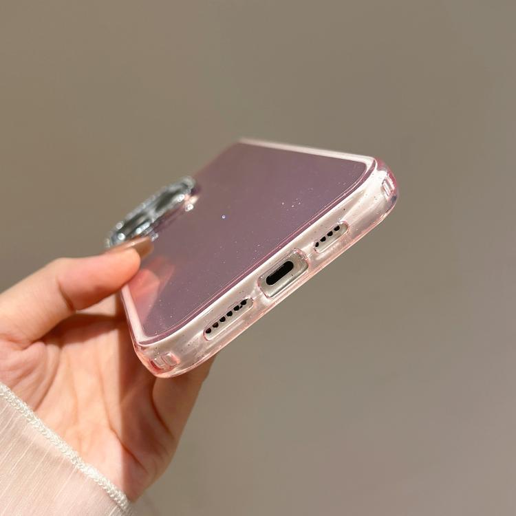 Funda 3 en 1 con diseño de arena movediza y marco de diamante para iPhone 15 (negra)