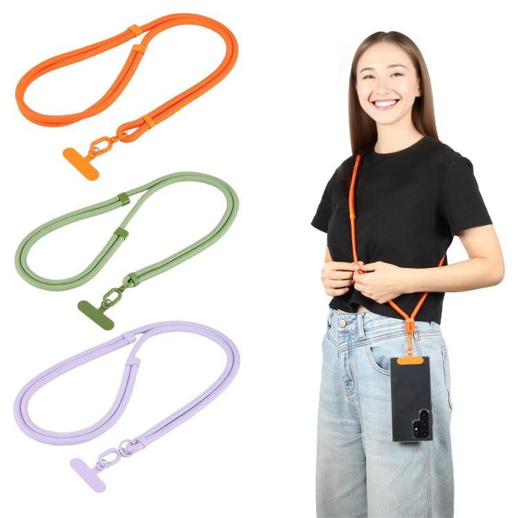 7mm Polyester Solid Color Two-way Adjustable Crossbody Mobile Phone Lanyard with Metal Gasket(Green)