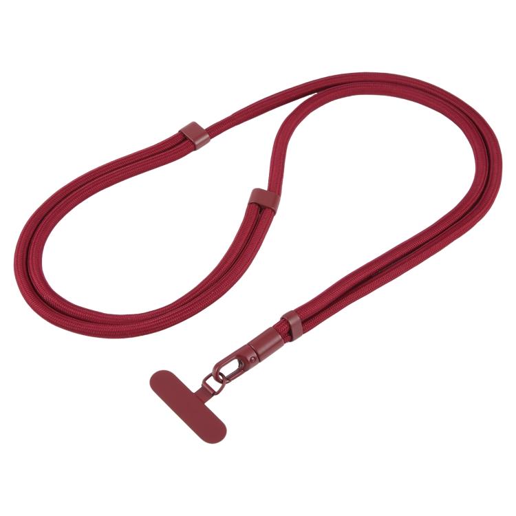 Cordón ajustable minimalista para teléfono móvil, de poliéster de 7 mm, color sólido (rojo vino)