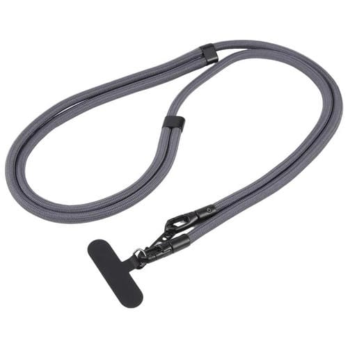 Cordón ajustable para teléfono móvil cruzado de poliéster de 7 mm, color sólido, con hebilla de doble cara (gris claro)