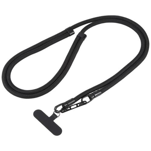 Cordón ajustable para teléfono móvil cruzado de poliéster de 7 mm, color sólido, con hebilla de doble cara (negro)