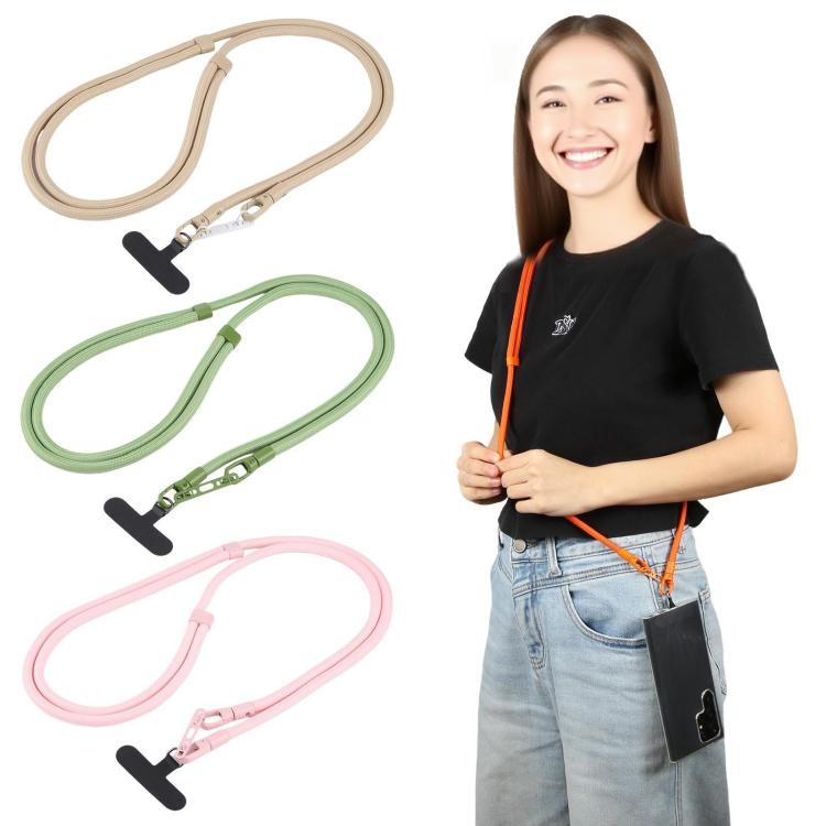 Cordón ajustable para teléfono móvil cruzado de poliéster de 7 mm, color sólido, con hebilla de doble cara (verde)
