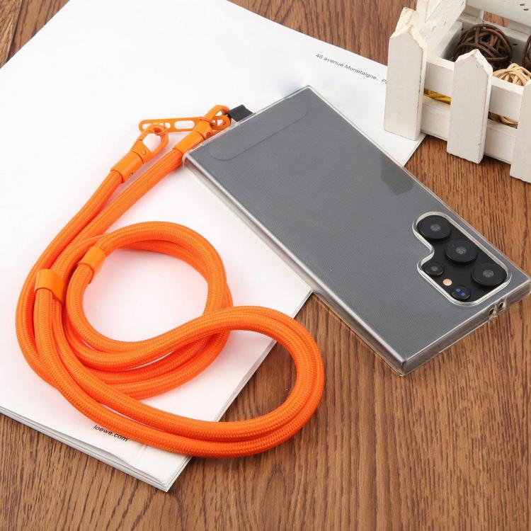 Cordón ajustable para teléfono móvil cruzado de poliéster de 7 mm, color sólido, con hebilla de doble cara (rojo vino)