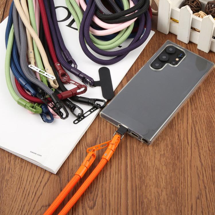 Cordón ajustable para teléfono móvil cruzado de poliéster de 7 mm, color sólido, con hebilla de doble cara (rojo vino)