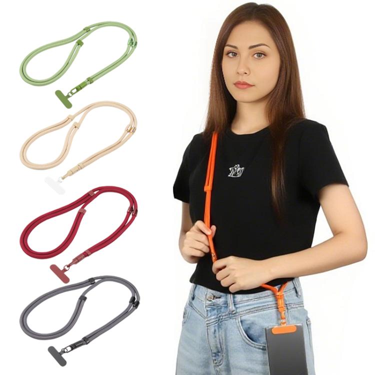 7mm 3 in 1 Threaded Adjustable Crossbody Mobile Phone Lanyard(Wine Red)