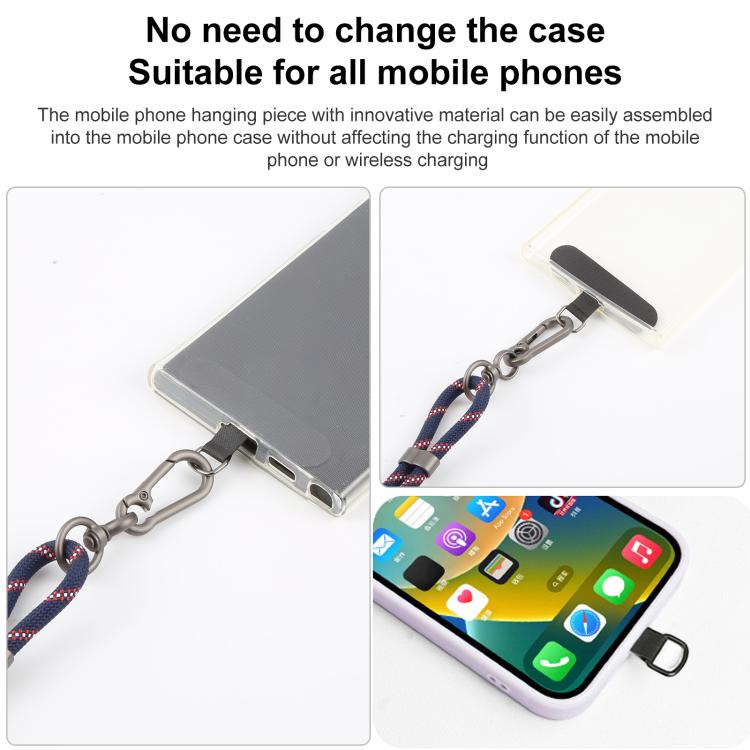 Type-C to 8 Pin Data Charging Cable Crossbody Phone Long Lanyard(Black)
