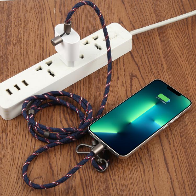 Type-C to 8 Pin Data Charging Cable Crossbody Phone Long Lanyard(Purple)
