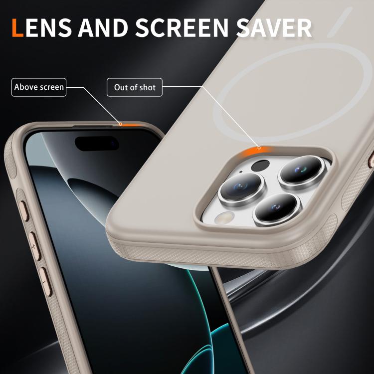 For iPhone 16 Pro Max Imitation Original Magsafe PC Hybrid TPU Phone Case(Beige Grey)