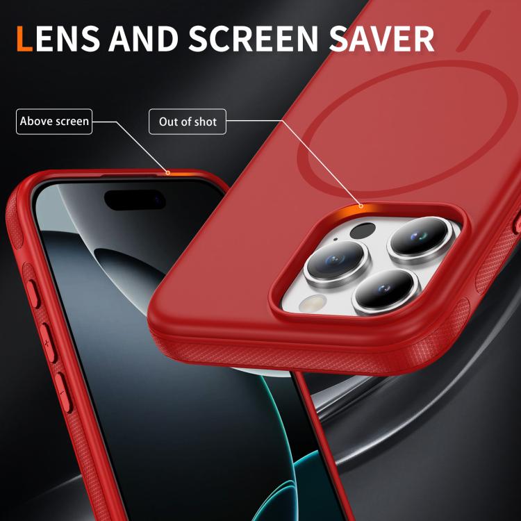 Funda híbrida de TPU Magsafe original para iPhone 16 Pro (roja)