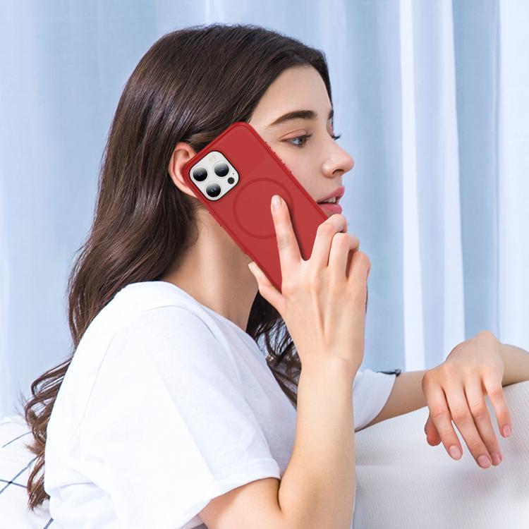 Funda híbrida de TPU Magsafe original para iPhone 16 Pro (roja)