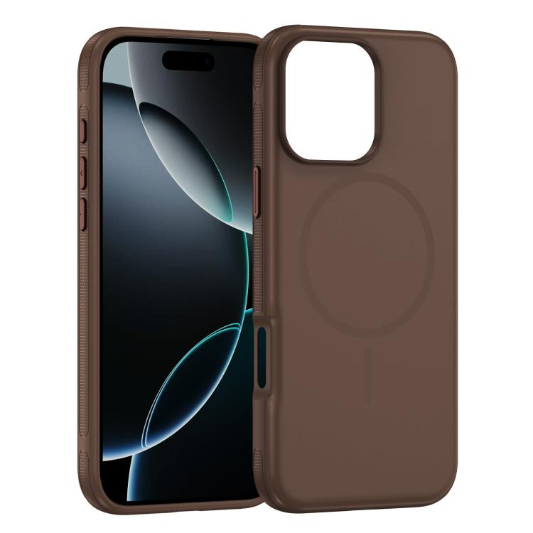 Funda híbrida de TPU Magsafe original para iPhone 16 Pro (café)