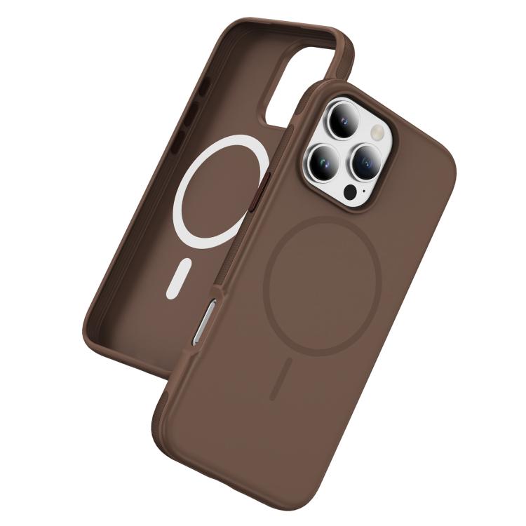 Funda híbrida de TPU Magsafe original para iPhone 16 Pro (café)