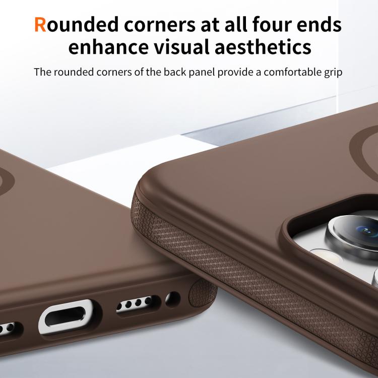 Funda híbrida de TPU Magsafe original para iPhone 16 Pro (café)