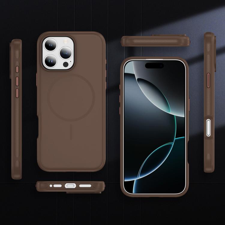 Funda híbrida de TPU Magsafe original para iPhone 16 Pro (café)