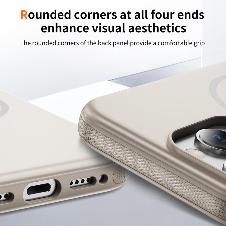 Funda híbrida de TPU Magsafe original para iPhone 16 Pro (beige y gris)