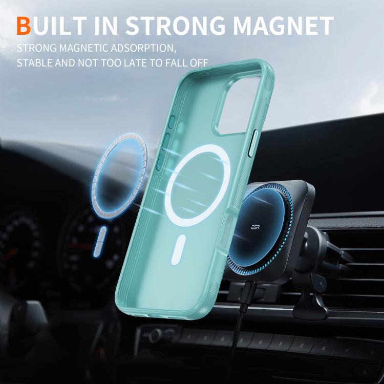 Funda híbrida de TPU Magsafe original para iPhone 16 Pro (azul claro)