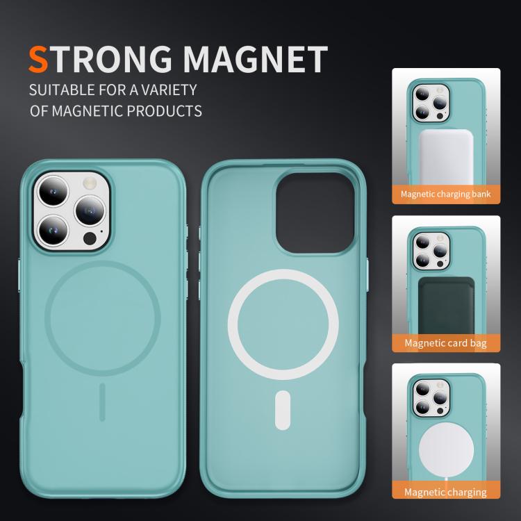 Funda híbrida de TPU Magsafe original para iPhone 16 Pro (azul claro)
