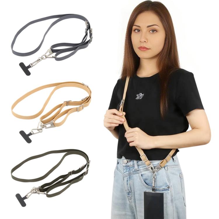 Type-C to Type-C Data Charging Cable Crossbody Phone Long Flat Lanyard(Army Green)
