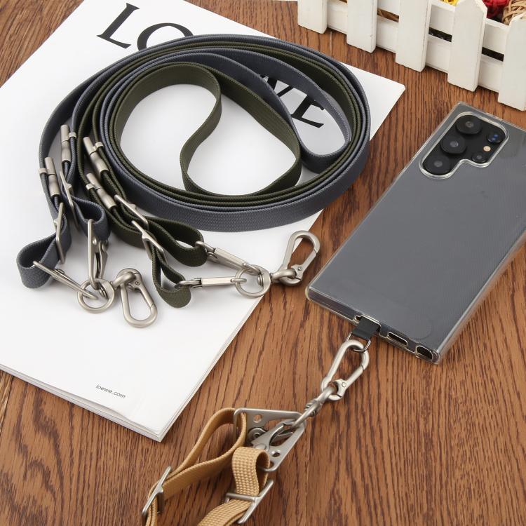 Type-C to Type-C Data Charging Cable Crossbody Phone Long Flat Lanyard(Khaki)