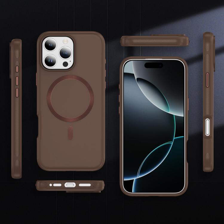 For iPhone 16 Pro Max Imitation Original CD Texture Magsafe PC Hybrid TPU Phone Case(Coffee)