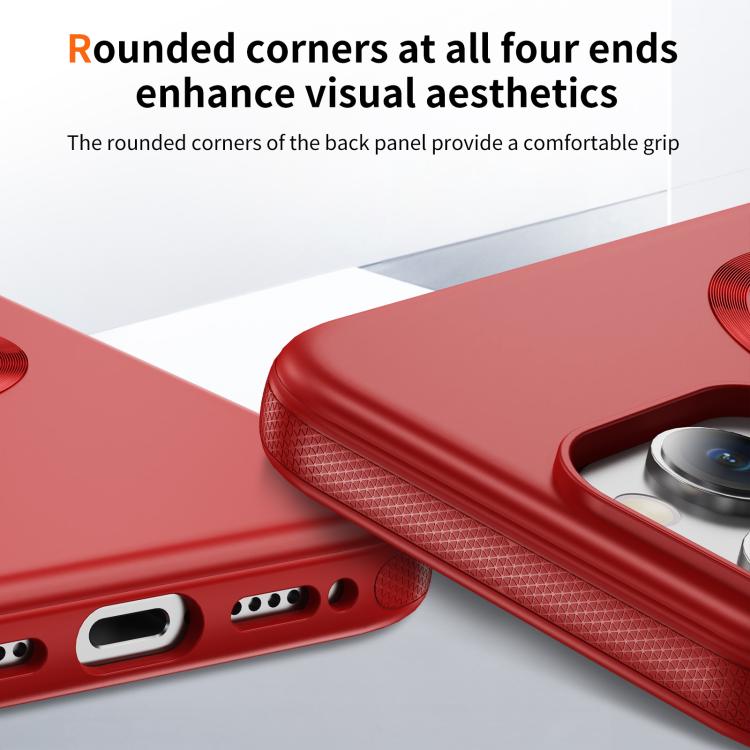 Funda híbrida de TPU y PC Magsafe con textura de CD original para iPhone 16 Pro (roja)