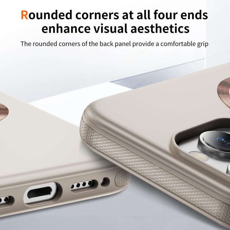 Funda híbrida de TPU y PC Magsafe con textura de CD original para iPhone 16 Pro (beige y gris)