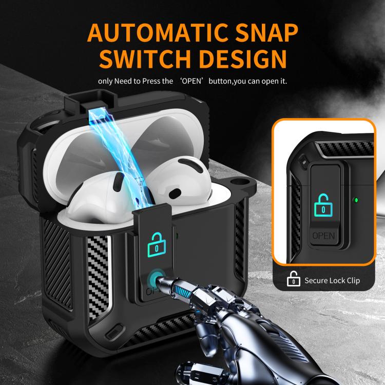 Estuche magnético MagSafe de dos colores para AirPods 4 con soporte y cierre de seguridad (blanco)