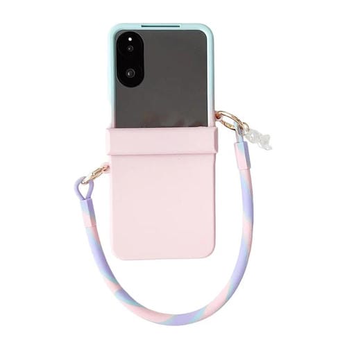 Funda de TPU con hebilla lateral integrada y pulsera para Xiaomi Mix Flip 2 (azul y rosa)